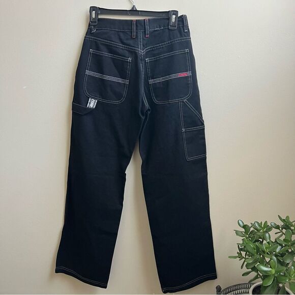 Fubu The Collection vintage black cotton carpenter Jeans Pants wide leg Y2K  7/8 - Picture 1 of 7